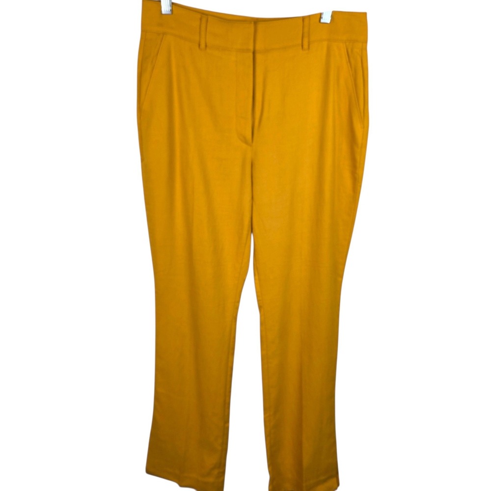 White House Black Market Trousers Women 8 Mustard Good Straight Leg Lyocell